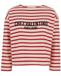 Valentino - T-Shirt Girocollo Con Logo Lettering Sul Fronte E Motivo A R - Lyst