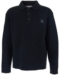 Maison Kitsuné - Ribbed Sweater With Logo Patch - Lyst