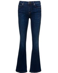 Pinko Jeans svasati 'flora' con logo in strass sul retro in denim di misto cotone donna - Blu