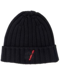 AFTER LABEL - 'Kiruna' Knit Beanie With Logo Embroidery On The Fro - Lyst