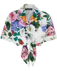 Dolce & Gabbana - Camicia Con Fiocco Con Stampa Floreale - Lyst