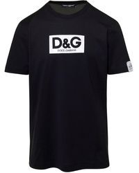 Dolce & Gabbana - T-shirt girocollo con stampa logo frontale in cotone uomo - Lyst