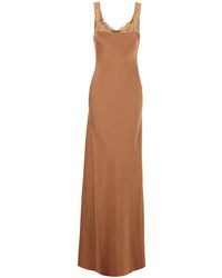 forte_forte - Long Dress With Fixed Straps And Lace Detail On Strap - Lyst