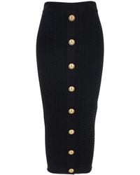 Balmain - Skirt With Logo Buttons And Zip Closure - Lyst