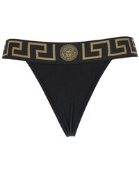 Versace - Greek Key Edge Thong - Lyst