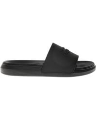 Alexander McQueen - Black Rubber Slide Sandals With Logo - Lyst