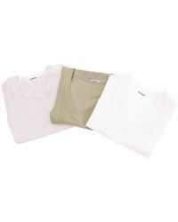 Jil Sander - Top Girocollo Con Design A Tre Strati E Logo Laterale - Lyst