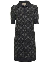 Gucci - Cotton Lurex Dress With Jacquard Logo - Lyst