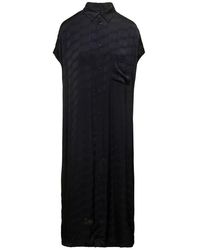 Balenciaga - Maxi Black Chemisier Dress With Bb Monogram Jacquard In Viscose Woman - Lyst