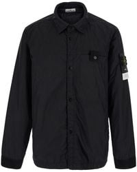 Stone Island - Jacket With Logo Patch On The Sleeve And Crinkled D - Lyst