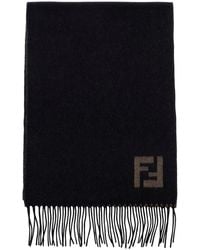 Fendi - Fringed Edge Scarf With Ff Embroidery On Front - Lyst