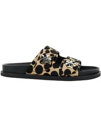 Tory Burch - 'Turnlock' Sandals With Double Strap And Leopard Prin - Lyst