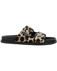 Tory Burch - Sandali 'Turnlock' Con Doppio Cinturino E Stampa Animalier - Lyst