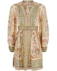 Zimmermann - 'Roselight' Dress With Balloon Sleeves And All-Over Floral Motif - Lyst