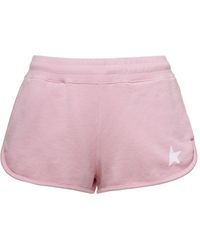 Golden Goose - Pink Shorts With Contrasting Logo Print In Cotton - Lyst