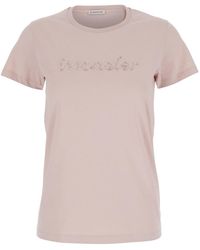 Moncler - T-Shirt With Embroidered Logo On The Front And Logo Patch - Lyst