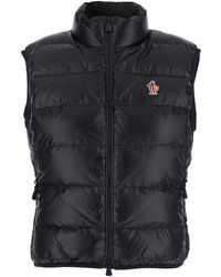 Moncler - Gilet Con Collo Alto E Logo Applicato Sul Petto - Lyst