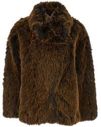 Semicouture - Shearling Coat With High Neck And Concealed Front Cl - Lyst