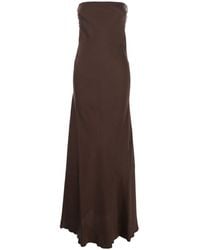 forte_forte - Long Column Dress With Side Zip Closure And Off-Shoulder Design - Lyst