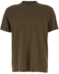 Tom Ford - Military Crewneck T-Shirt With Tf Embroidery - Lyst