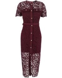 Plain - Crewneck Dress With All-Over Lace Embroidery - Lyst