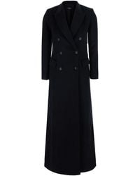Le Plain - Long Double-Breasted Coat With Peak Revers - Lyst