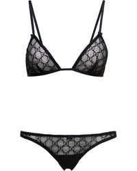 Gucci - Lingerie Set With All-over gg Embroidery In Tulle Woman - Lyst