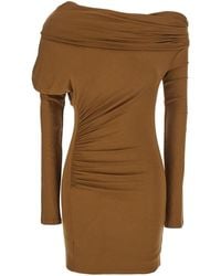ANDAMANE - 'Zoe' Dress With Asymmetrical Design And Draped Detail - Lyst