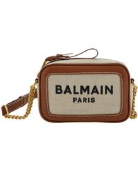 Balmain - 'b-army' Brown Crossbody Bag With Contrasting Logo Detail In Leather Woman - Lyst