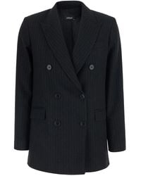 Le Plain - Double-Breasted Jacket With Peak Revers And Pinstripe Mo - Lyst