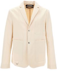 Jacquemus - La Veste Jean Notched-lapel Cotton And Linen-blend Jacket - Lyst