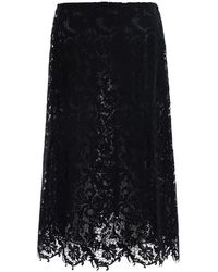 Fendi - Midi Skirt With All-Over Lace Embroidery - Lyst