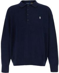 Polo Ralph Lauren - Sweater With Polo Collar And American Flag Embr - Lyst
