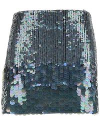 P.A.R.O.S.H. - Grey Mini-skirt With All-over Sequins In Stretch Polyamide Woman - Lyst