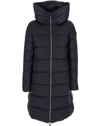 Save The Duck - Down Jacket With Fixed Hood And Logo Patch On The - Lyst