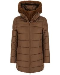 Save The Duck - Down Jacket Matilda Long Puffer With Hood And Pockets Br - Lyst
