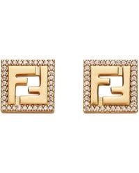 Fendi - Orecchini 'Forever' Con Design A Ff E Decorazioni Con Cristalli - Lyst