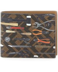 Fendi - 'Tools' Bifold Wallet With Logo Print - Lyst