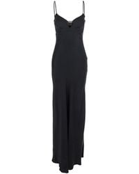 Twinset - Long Dress With Thin Shoulder Straps And Metallic Logo P - Lyst