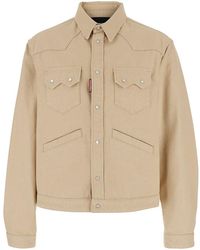 DSquared² - Beige Jacket With Classic Collar And Front Patch Pockets In Cotton Man - Lyst