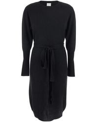 SOLOCASCMIR - Crewneck Dress With Front Belt - Lyst
