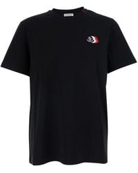Moncler - T-Shirt '3Stemmi' With Logo On The Front - Lyst