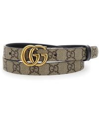 Gucci - Reversible Slim Belt Gg Marmont Polyurethane - Lyst