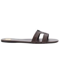 Saint Laurent - Mabrouka Sandals With Rounded Toe And Thick Double Strap - Lyst