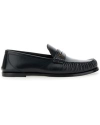 Saint Laurent - 'Penny' Loafers With Metal Cassandre Logo And Curled Toe - Lyst