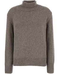 The Row - 'Plira' Sweater With Ribbed Design And High Collar - Lyst