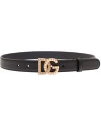 Dolce & Gabbana - Belt With Dg Logo Buckle With Pearls And Rhinestones - Lyst