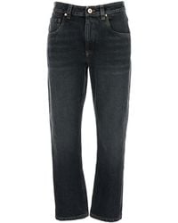 Brunello Cucinelli - Straight Jeans With Logo Patch - Lyst