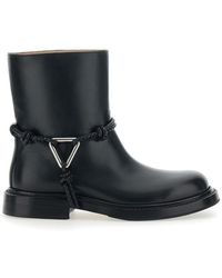 Bottega Veneta - Ankle Boots With Metallic Detail On The Side And Applied Laces - Lyst