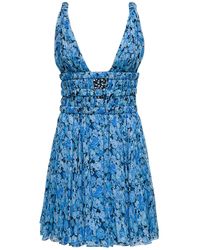 Giovanni bedin Light E Chiffon Dress With Floral Print - Blue